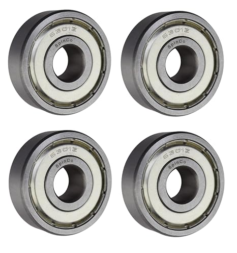 (4 Each) 6301-ZZ, 6301-2Z, 301SS Shielded Radial Ball Bearing 12X37X12 by SpinCo