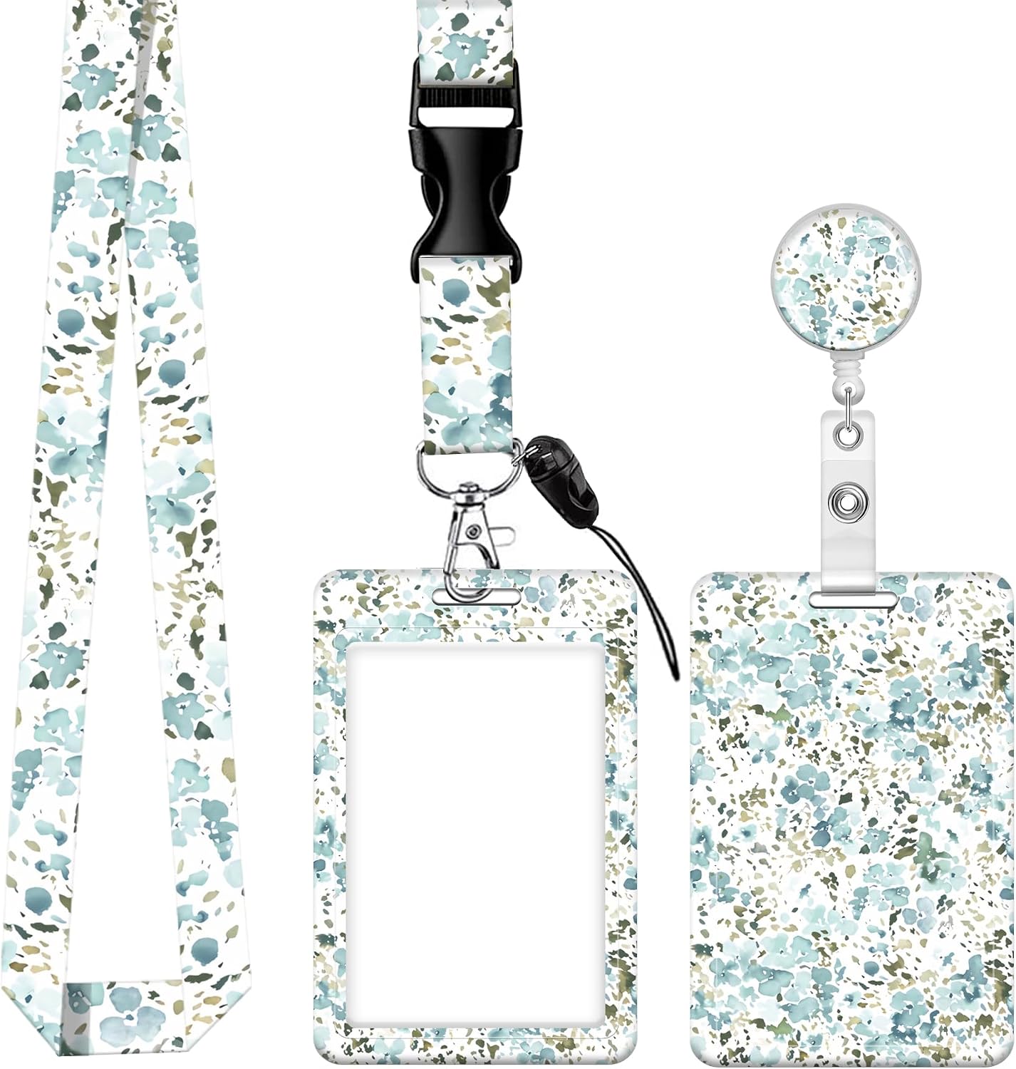 ID Badge Holder with Retractable Badge Reel Clip and Lanyard, Cute Card Name Tag Lanyard Vertical ID Protector Bage Clips for Nurse Doctor Teacher StudentLight Green