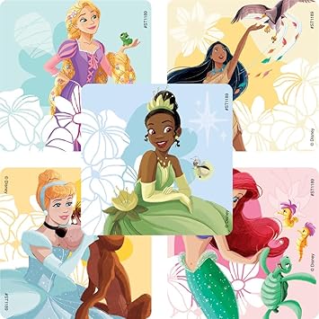 SmileMakers Disney Princess Stickers for Kids - 100 Pack Enchanted Reward Stickers Featuring Tiana, Rapunzel, Cinderella & Ariel | Perfect for Princess Party Favors, Scrapbook & Toddler Activities