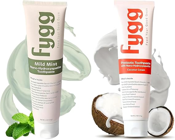 Fygg Fluoride-Free Toothpaste Mild Mint & Coconut (4oz) | Nano-Hydroxyapatite Formula for Sensitive Teeth, Whitening, and Enamel Repair