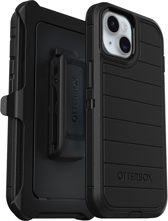OtterBox iPhone 15, iPhone 14, and iPhone 13 Defender Series Pro Case - Black, screenless, Rugged & Durable, with Port Protection, Includes Holster Clip Kickstand
