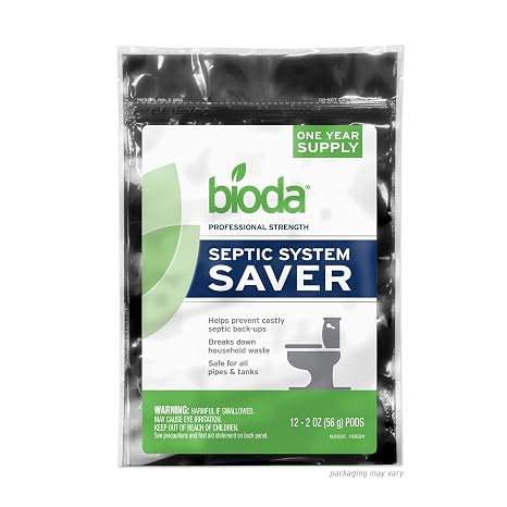 Bioda Septic System Saver, Professional Strength, 12-Pack, 1 Year Supply | Maximizes Septic Efficiency, Breaks Down Household Waste, Mess-Free Monthly Pouches, Pipe & Septic Safe
