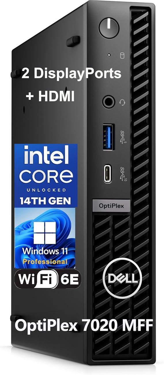 Dell OptiPlex 7020 MFF Mini Business Desktop Computer, 7000 Micro Form Factor, 14th Gen Intel 14-Core i5-14500T (Beat i7-13700T), 32GB DDR5 RAM, 1TB PCIe SSD, WiFi 6E, 2 DisplayPorts, HDMI, W11 Pro