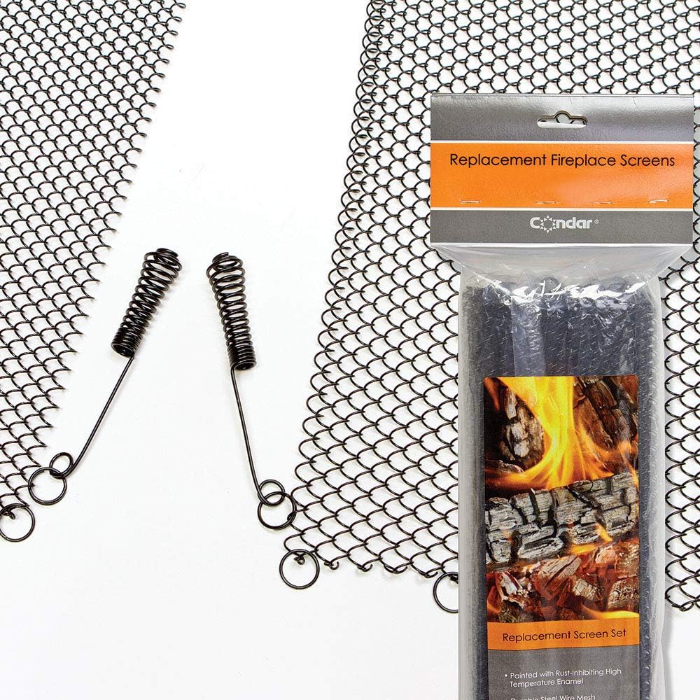 Enhance the Style of Your Fireplace with a Condar Mesh Screen. Fireplace Mesh Screen Curtain. 16" High. Includes 2 Panels, Each 24" Wide