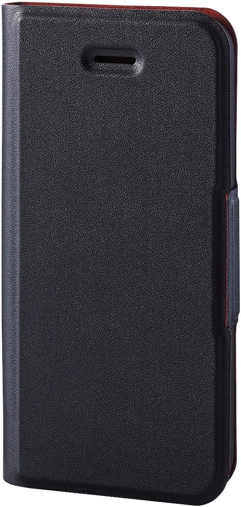Elecom Smartphone Case, Notebook-Type Case, Soft Leather Cover, Thin, blk