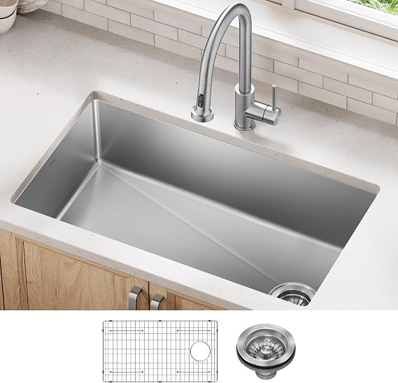 KRAUS Stainless Steel 33 in 18 Gauge Undermount Sink KHU640-33