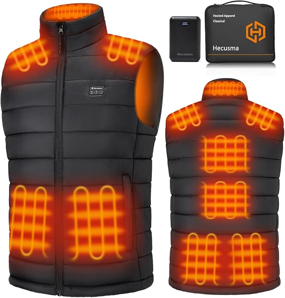 Graphene Heated Vest for Men with Battery Pack Included 16000mAh 7.4V, Men's Heated Vests Lightweight Cycling