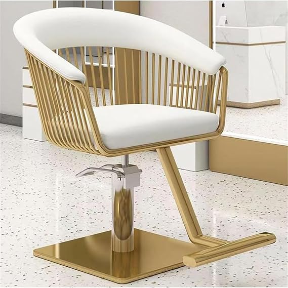 Heavy Duty Hydraulic Barber Chair - White Hairdressing Chair with 360° Swivel & Adjustable Height for Salon and Barber Shop - Professional Beauty Chair