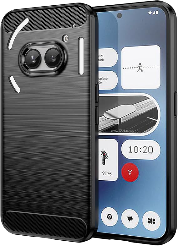ケース Nothing Phone 2a ケース、A142 ケース カーボンファイバー 耐衝撃 頑丈なシールド ソフト TPU バックカバーケース 何もない電話用 2a ブラック