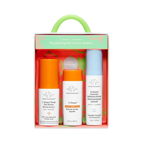Drunk Elephant Day Dream Duo - C-Firma Day Serum (0.28 oz) & B-Hydra Intensive Serum (0.27 oz) - Essential Oil, Silicone & Fragrance Free - Cruelty Free