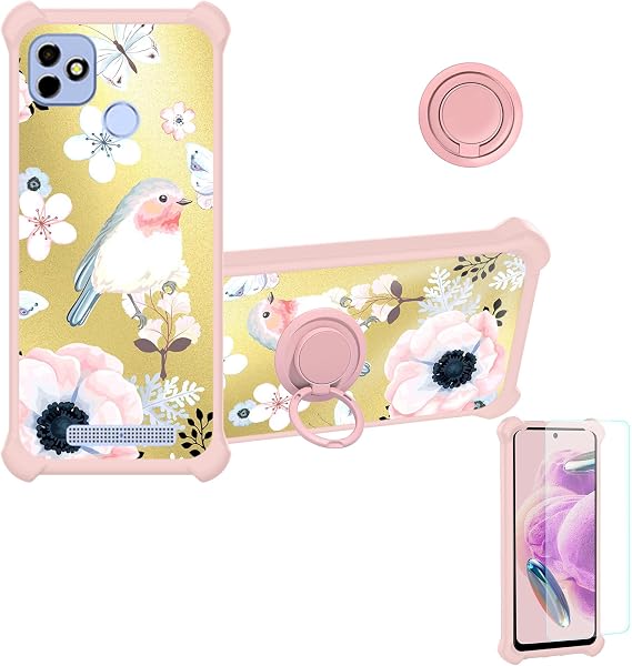 jioeuinly Case for i-Plus P1 Case Compatible with iPlus P1 Phone Case Cover [with Tempered Glass Screen Protector][Ring Support][Golden Reflect Light] DJF-XPN