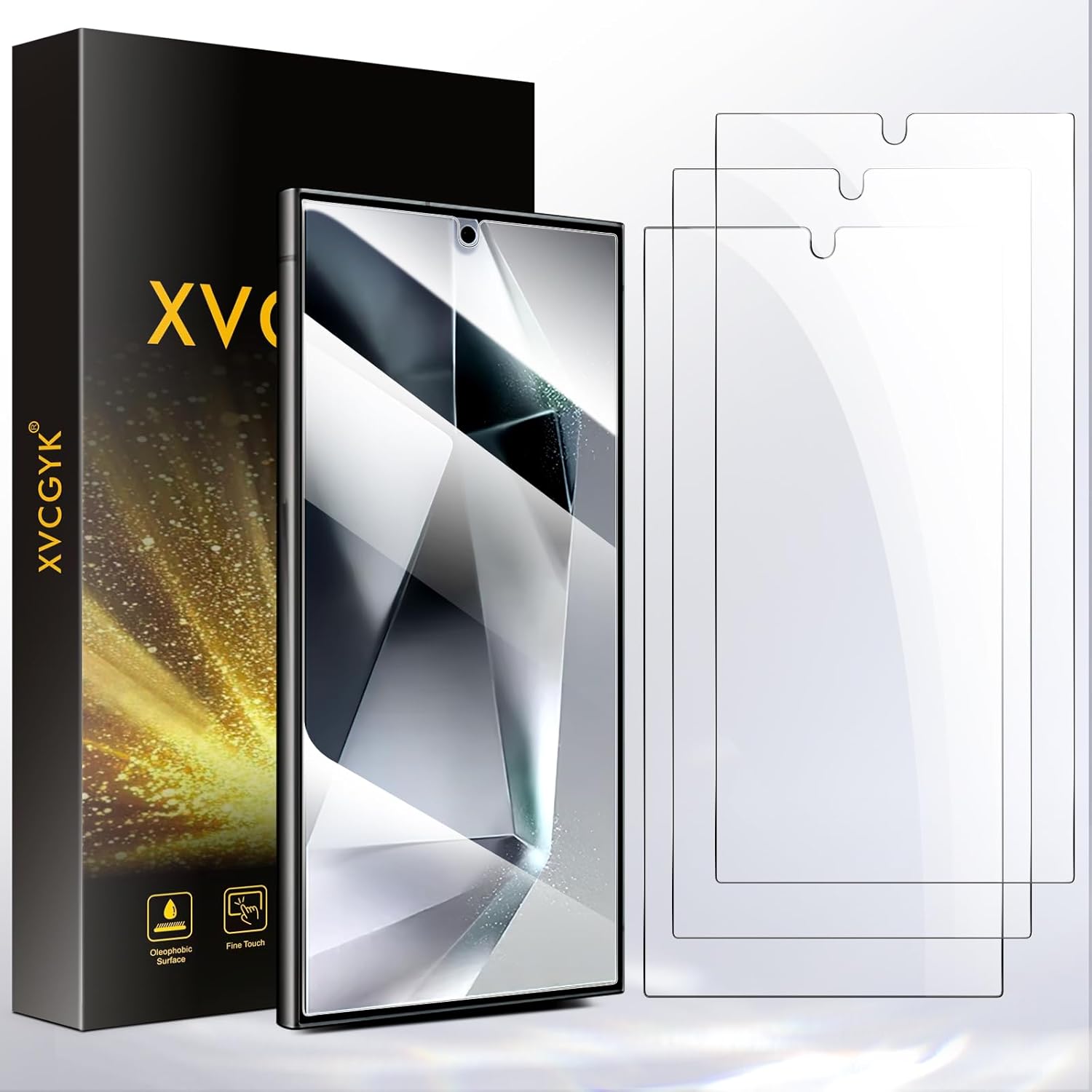 Pack of 3 for Samsung Galaxy S24 Ultra for Tempered Glass Free from Scratches 0.25 mm Ultra Clear Fingerprint ID Compatible 9H Hardness Ultra Resistant HD Screen Protector