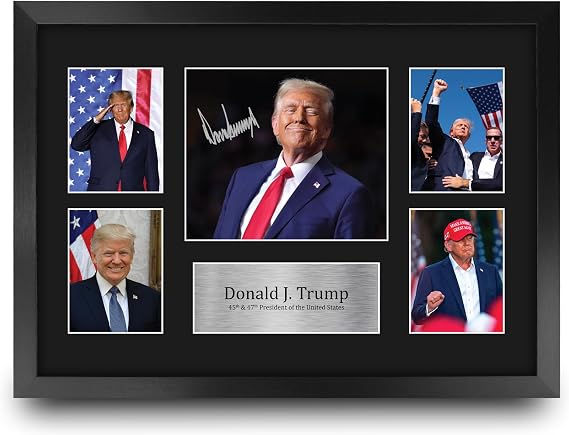 HWC Trading President Donald Trump Gifts Printed Signed Autograph Picture for Followers & Fans - 16" x 12" Framed