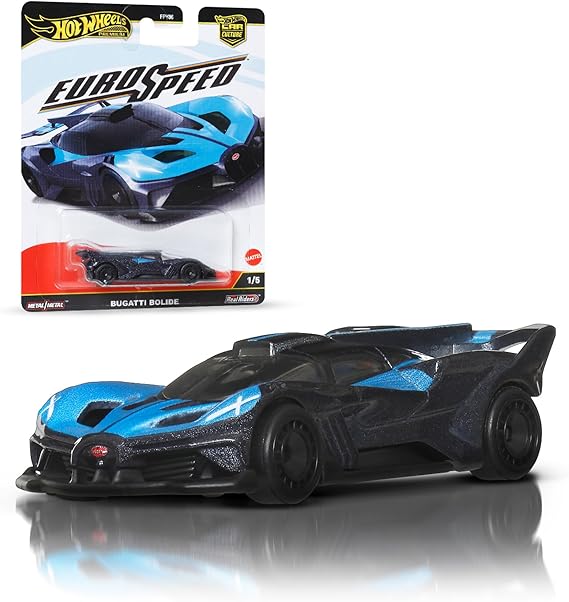 Hot Wheels Premium Car Culture Sammel-Spielzeugauto Die-Cast Bugatti Bolide im Maßstab 1:64 Eurospeed Fahrzeug mit Real Riders-Rädern JBK79
