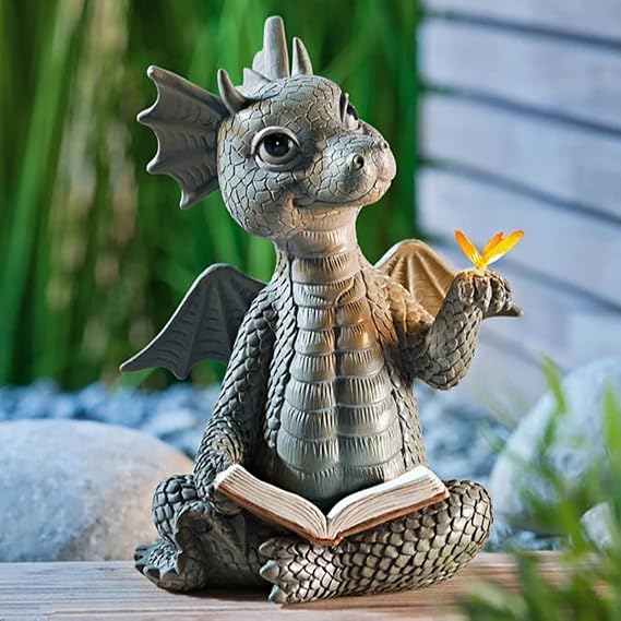 Guidre Courtyard Dragon Sculpture Wall Decoration, Dragon Garden Ornaments | Lovely Resin Garden Dragon Statue Art Figurines Decor Ornaments for Patio Yard