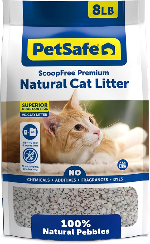 ScoopFree® Natural Litter 8lb Bag | Non-Clumping Cat Litter, 30+ Day Odor Control, No Chemicals, Additives, Dyes or Fragrances, Use with Any Litter