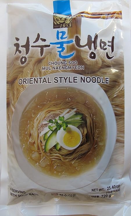 Choung Soo Naeng Myeon Korean Cold Noodle  Cold Noodle in Chilled Broth , 4 PACK