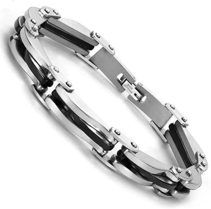 Urban Jewelry Mens 316L Stainless Steel Pattern Industrial Cuff Bracelet