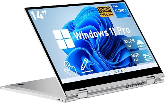 FUNYET Touchscreen Laptop Computer, 14 Inch 2 in 1 Lap Top Windows 11 Pro, Intel Core i7-1265U (up to 4.8 GHz), 16GB RAM 512GB SSD, 1920 x 1080, Backlit Keyboard, Wi-Fi 6, BT5.2,