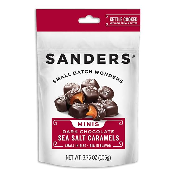 Sanders Dark Chocolate Sea Salt Caramel Mini Bites, 3.75 oz, Resealable Bag