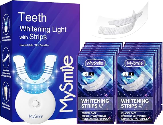 MySmile Teeth Whitening Kit, 28 Non-Sensitive Teeth Whitening Strips, Deluxe Teeth Whitener Dental Grade Tooth Whitening Strips for Home, Travel, 10 min Fast Result for Beautiful White Smile
