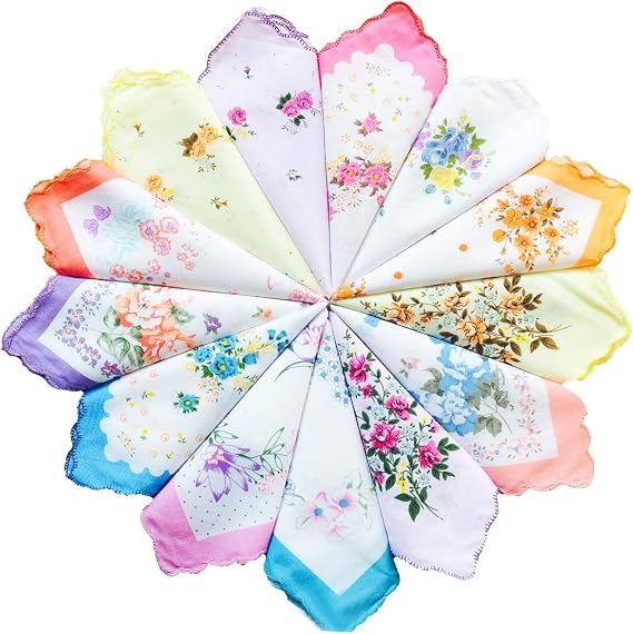La Closure Ladies Vintage Floral 100% Cotton handkerchiefs mixed Bulk