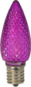 Sienna Faceted Transparent Purple LED C9 Christmas Replacement Bulbs, 4 Pack