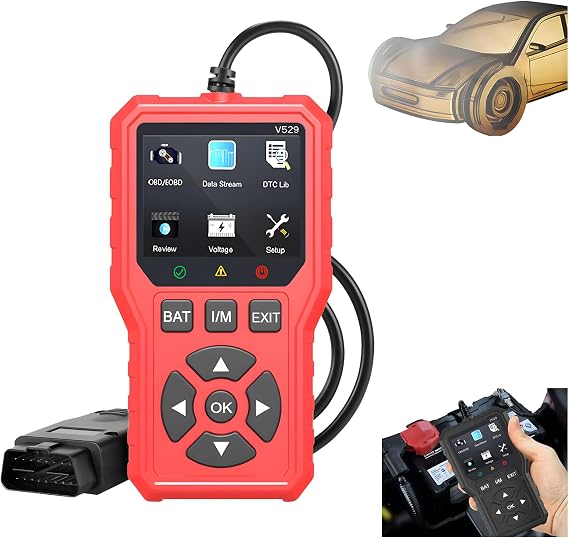 OBD2 Advanced Diagnostic Tool Professional Engine Code Reader, OBD II Scanner Code Reader Engine Fault Scanner CAN Diagnostic Scan Tool for 1996 or Newer OBD2 Protocol Vehicle (Red)