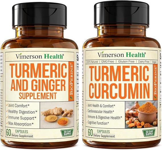 Turmeric Ginger & Turmeric Curcumin Supplements Joint and Digestive Support Bundle