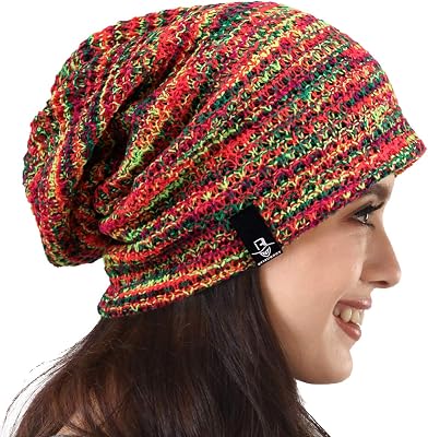 Womens Knit Slouchy Beanie Baggy Skull Cap Turban Winter Summer Beret Hat RedYellowGreen