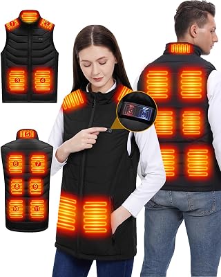 Heated Vest for Men Women - Electric Warming Vest with 11 Heat Zones Unisex Heating Clothing
