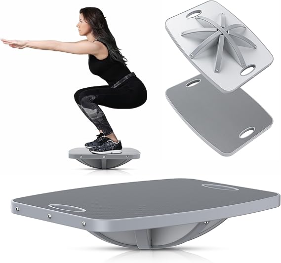 Professional Wooden Balance Board, 360 Degree Portable Wobble Board with Comfortable Surface, Standing Desk Rocker Board for Physical Therapy, Core Strength Stability Training