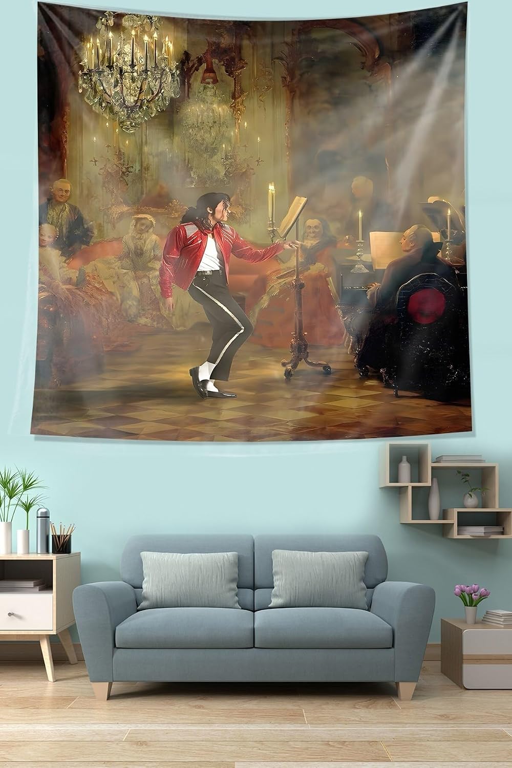 Pelangi Michael Jackson Sanatsal Leke Tutmaz Kumaş Duvar Örtüsü Duvar Halısı Tapestry PNTR551, 140 x 140