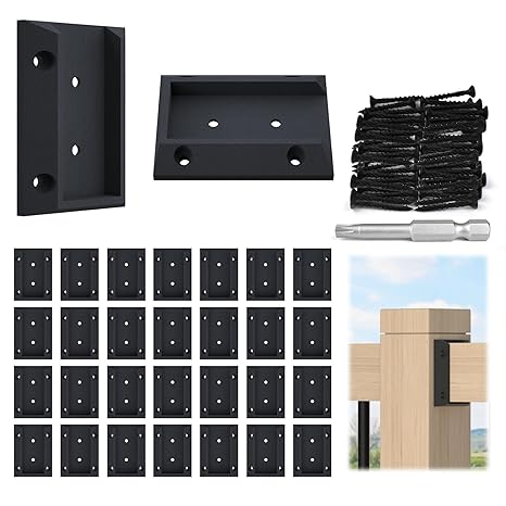 Muzata 30 pcs Deck Railing Brackets Connectors for 2x4 Wood Post WT11