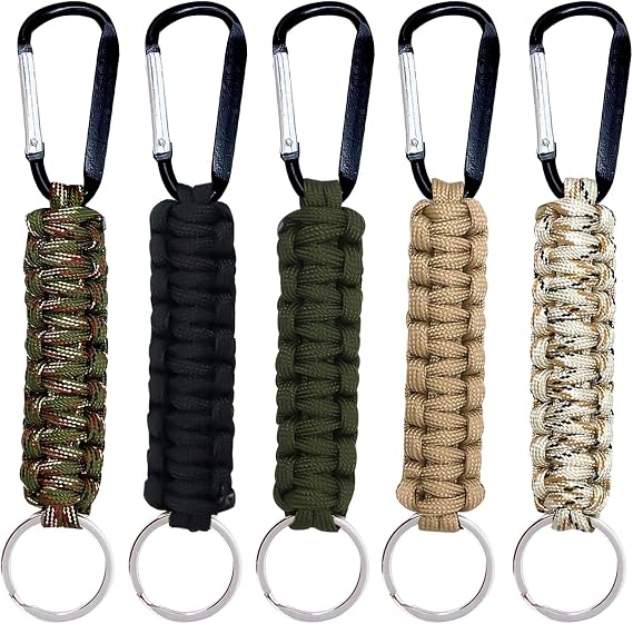5PCS Outdoor Snap Hook Carabiner Clips, Keychain Quick Hang Mountaineering Chain, Nylon Rope Woven Keychain Ring, Carabiner Key Chain, Backpack, Mountaineering, Emergency Temporary, Unisex