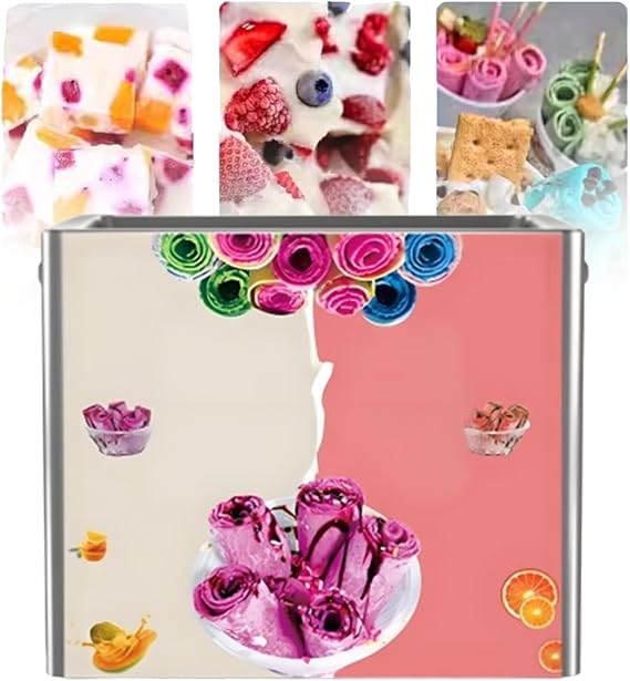 Fried Ice Cream Maker, Stainless Steel Rolled Ice Cream Griddle, 28 X 34CM Fried Ice Cream Pan, Fried Ice Cream Roll Machine with 2 Scrapers for Making Ice Cream, Ice Yogurt
