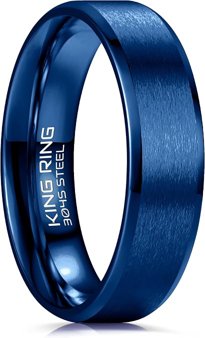 King Ring 4/6/8mm Basic Rings Super Polished Matt Finish Mens Rings Wedding Bands for Men & Women Designed in USA