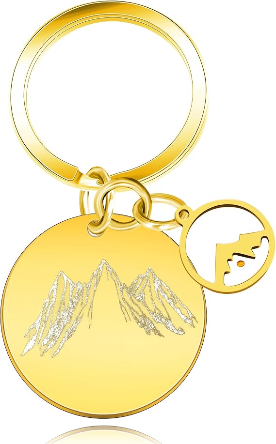 Uloveido Stainless Steel Mountain Keychain Hiking Climber Jewelry Mustard Seed Keyring Y763