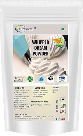 Neotea Whipped Cream Powder for Cake | Stabilizer | 200 GM 7.05 OZ | Premium for Cake & Ice Cream | Heavy Whipping Mix | Powdered for Icing & Toppings | for Baking & Desserts