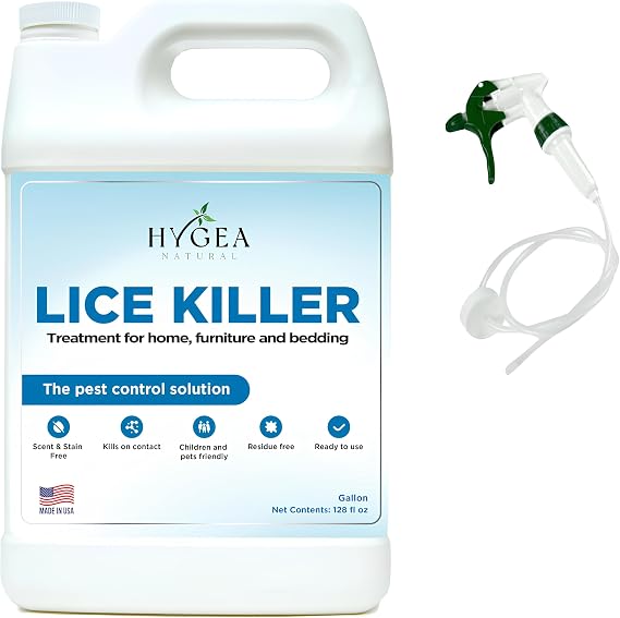 Lice Killer Spray for Home & Furniture 128oz Gal | Unscented | LiceTreatment for Head Lice | Quick Action | Family & Pet Friendly | Stain & Scent Free