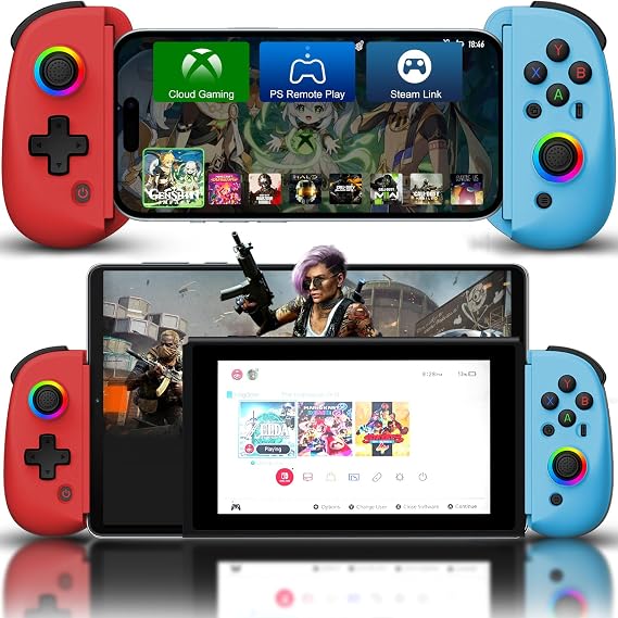 Joso Phone Controller for iPhone/iPad/Android/Tablet, D8 gamepad for Switch/PS/PC with Hall Effects Joysticks Play COD, Genshin Impact, Android Handles, Cloud Gaming/Remote Play, Emulators