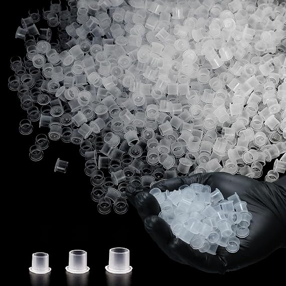 Tattoo Ink Caps Cups, 1000PCS Disposable Tattoo Pigment Cups Plastic Microblading Ink Cups with Base for Tattoo Supplies Tattoo Ink Tattoo Kits Eyebrow Microblading Tools (Mixed 1000pcs)