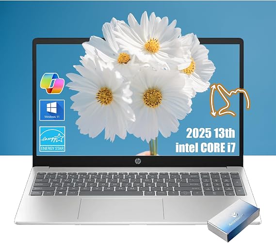 HP Pavilion 15.6" FHD Touchscreen Laptop | 2025 13th Intel i7 Laptop | 16GB RAM | 1TB SSD | Iris Xe Graphics | Business Laptop Win11 | Computadora Portatil | Wi-Fi 6 | Mouse