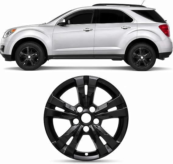 17 Inch Glossy Black Wheel Skins Compatible with 2010-2017 Chevrolet Equinox, Wheel Covers for Matching Factory Wheels, Set of 4