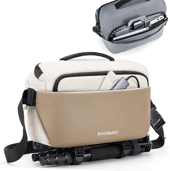 BAGSMART Small Camera Bag for Photographers with Tripod Holder