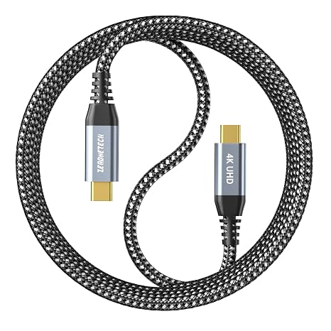 ZeroneTeck USB Data Cable 20Gbps 3FT, USB C 3.2 Gen 2X2 4K@60Hz Video UHD | USB C Monitor Display Cable, Type C 100W PD Charging E-Marker Chip, for iPhone 17, MacBook, SSD, ARZOPA, KYY Portable Monitor