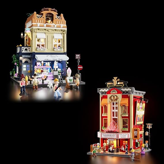FUNWHOLE Gelato Store and Balcony Theatre Lighting Building Bricks Set