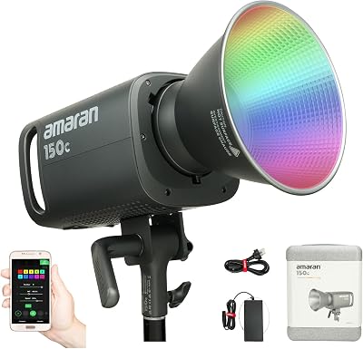 Aputure Amaran 150c RGBWW LED Video Light,150W 2500K-7500K,CRI 95 TLCI 95 Bowens Mount Studio LED with DCAC Power Supply,Build in 9 Lighting FX for Filmmaking Studio Photography