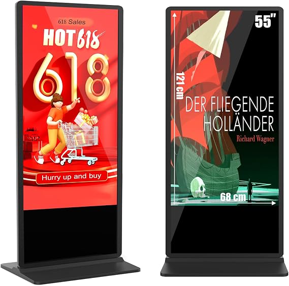 55 Inch Digital Signage Kiosk Touchscreen,1GB+8GB Android 10, Floor Standing Lcd Digital Signage, Commercial Interactive Advertising Display Screen, Digital Signage with Auto Media Player Black