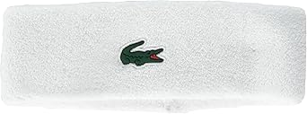Lacoste Unisex Bouclette Jersey Tennis Headband, One Size, White